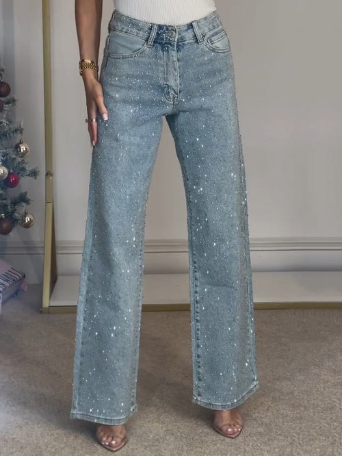 Women's diamanté embellished high-waist jeans