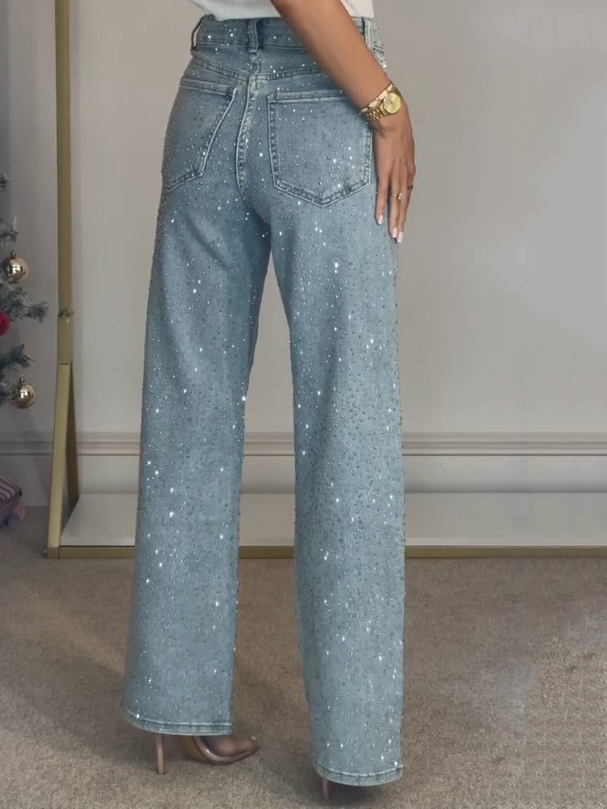 Women's diamanté embellished high-waist jeans