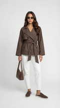 Women's double-breasted trench coat with belt