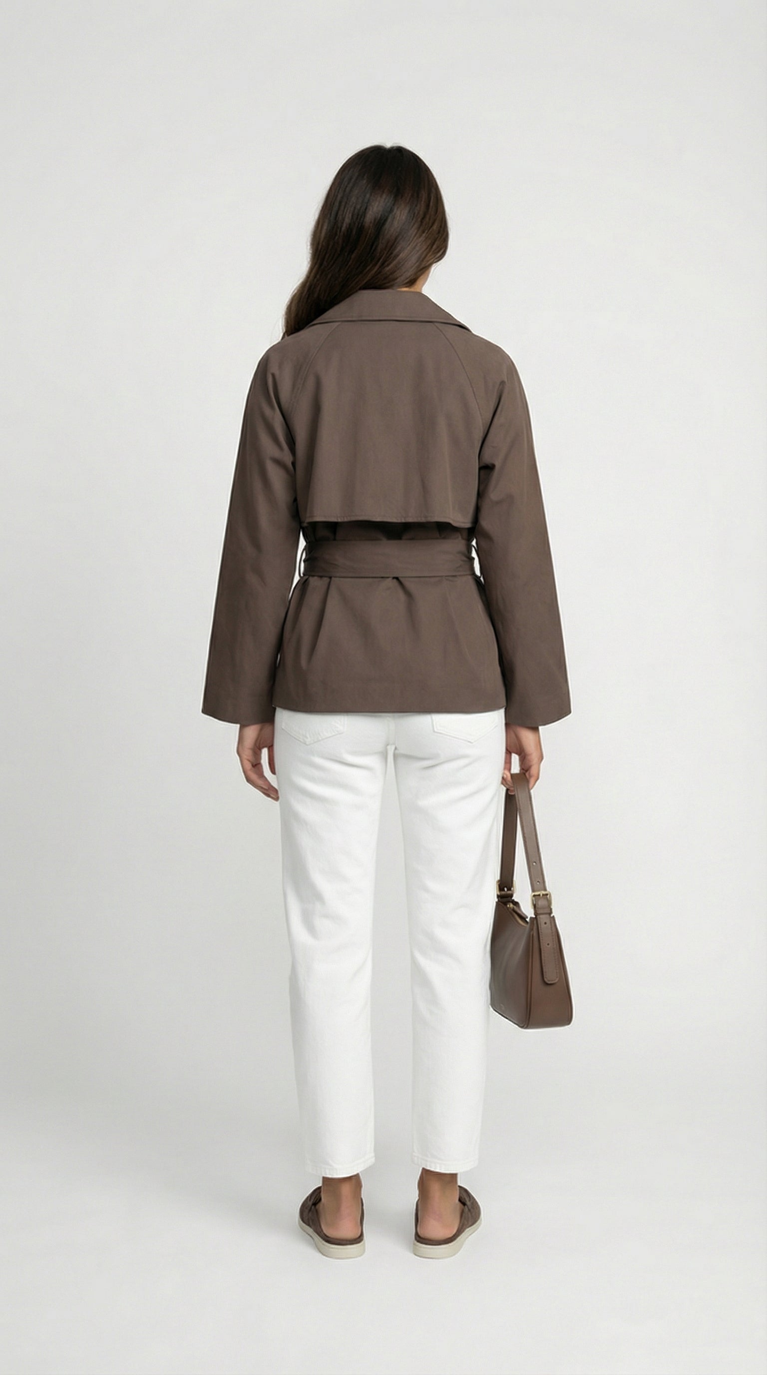 Women's double-breasted trench coat with belt