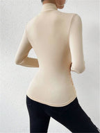 Women's draped crossover long sleeve evening top