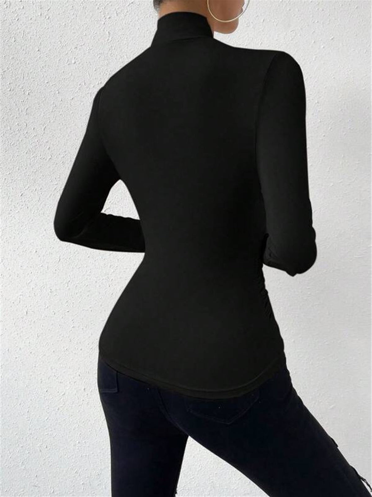 Women's draped crossover long sleeve evening top