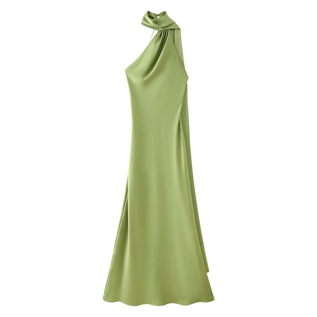 Women's draped high-neck maxi formal dress with cape scarf