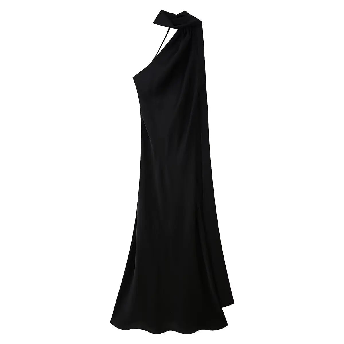 Women's draped high-neck maxi formal dress with cape scarf