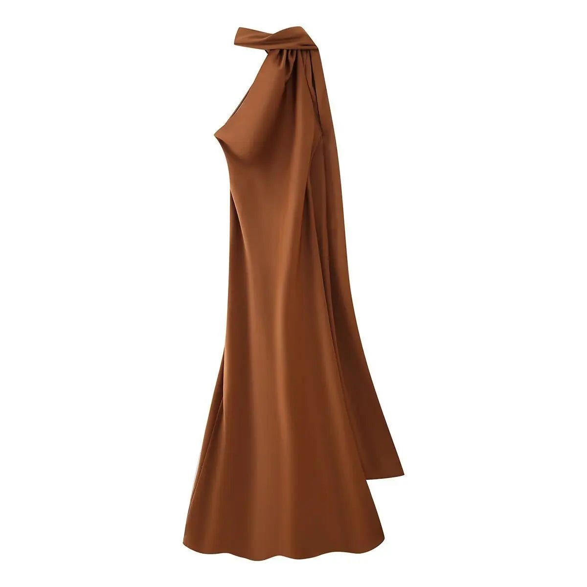 Women's draped high-neck maxi formal dress with cape scarf