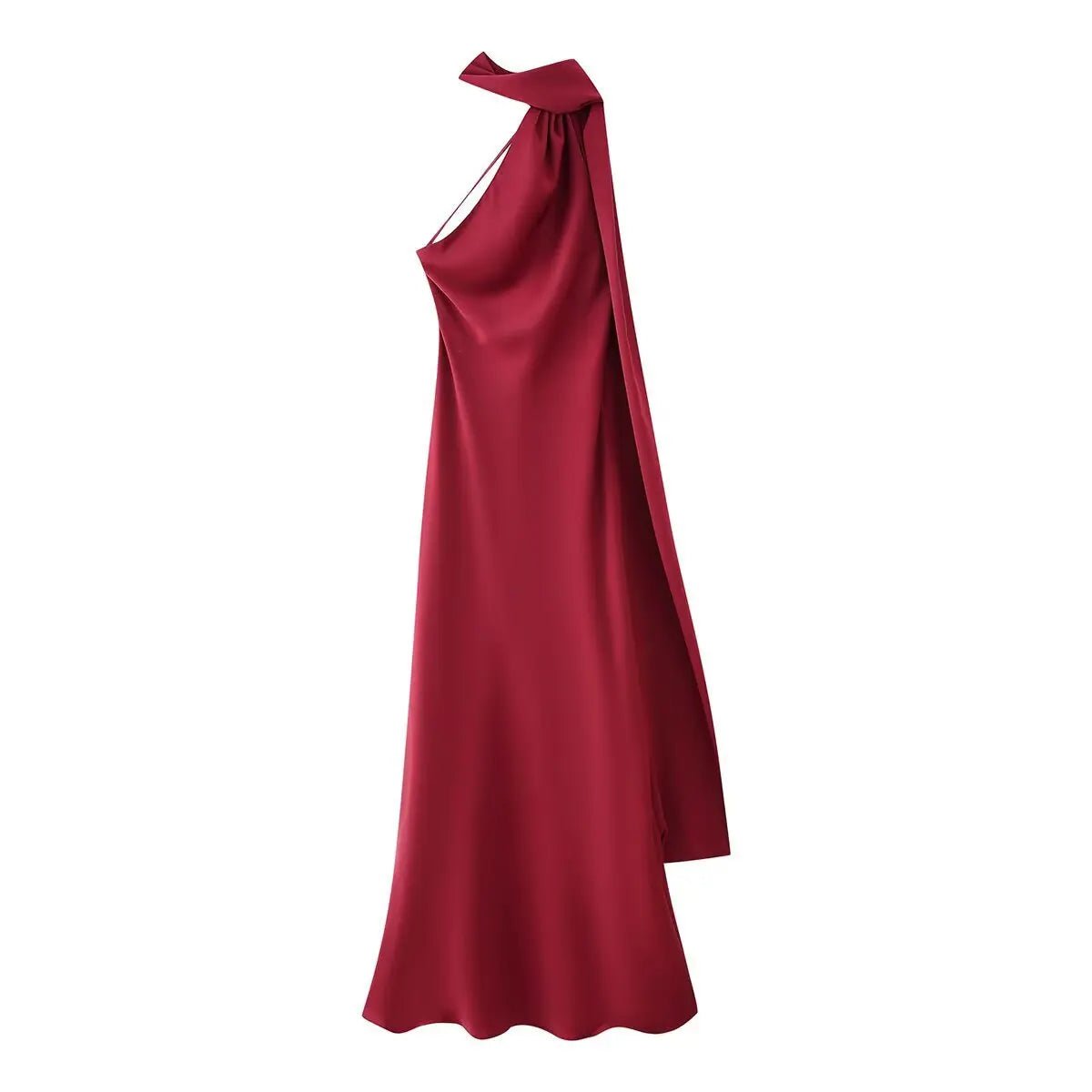 Women's draped high-neck maxi formal dress with cape scarf