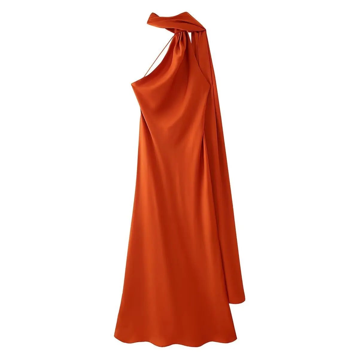 Women's draped high-neck maxi formal dress with cape scarf
