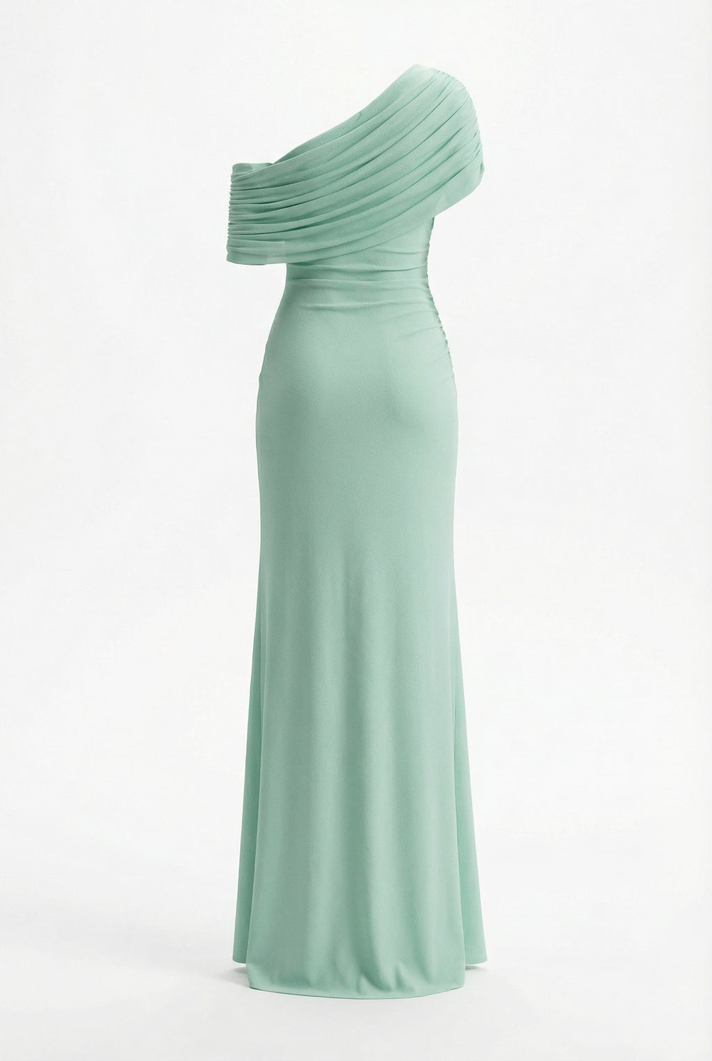 Women's draped one-shoulder maxi wedding guest dress