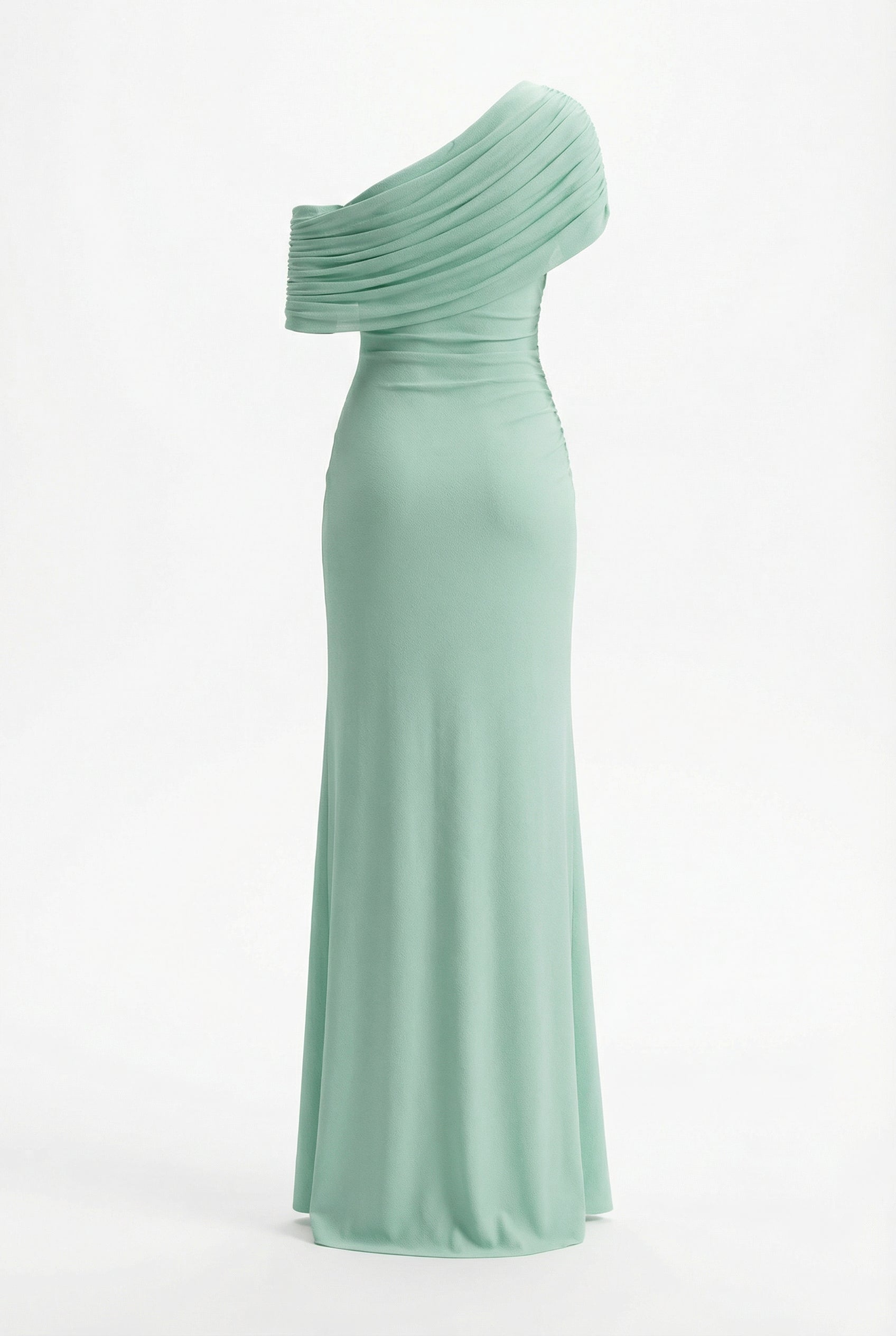 Women's draped one-shoulder maxi wedding guest dress