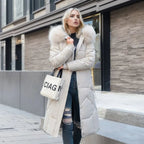 Women's extended-length winter coat with long hem