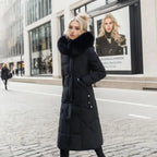 Women's extended-length winter coat with long hem