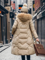 Women's extended-length winter coat with long hem