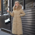 Women's extended-length winter coat with long hem
