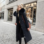 Women's extended-length winter coat with long hem