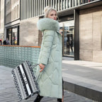 Women's extended-length winter coat with long hem