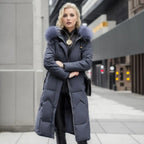 Women's extended-length winter coat with long hem