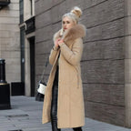 Women's extended-length winter coat with long hem