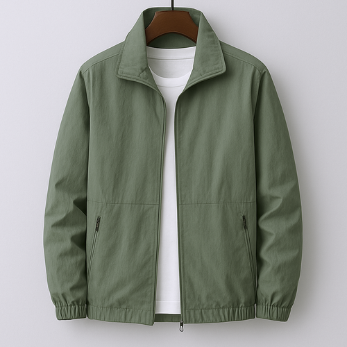 Men's fitted jacket with structured collar and button fastening