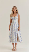 Women's fitted midi dress with defined waist