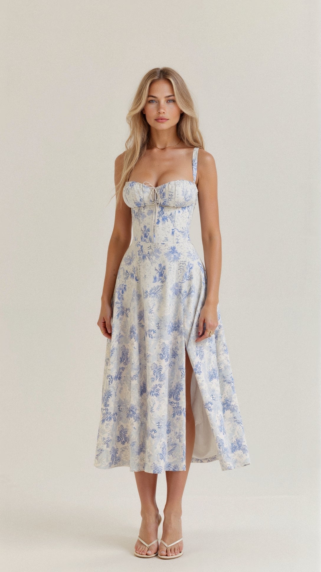 Women's fitted midi dress with defined waist