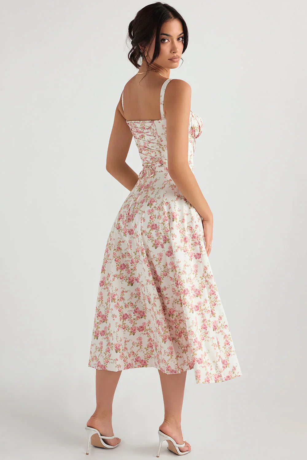 Women's fitted midi dress with defined waist
