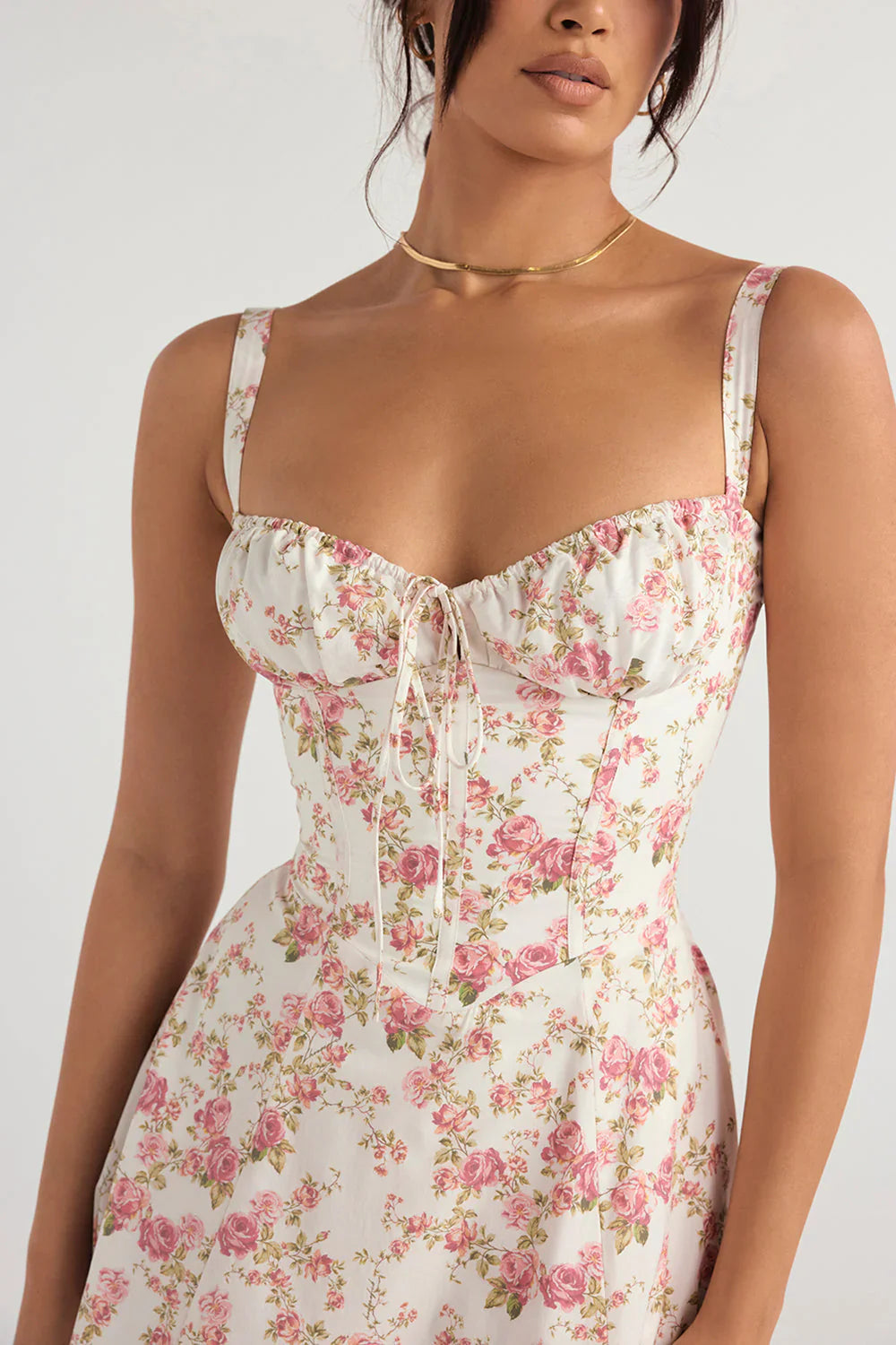Women's fitted midi dress with defined waist