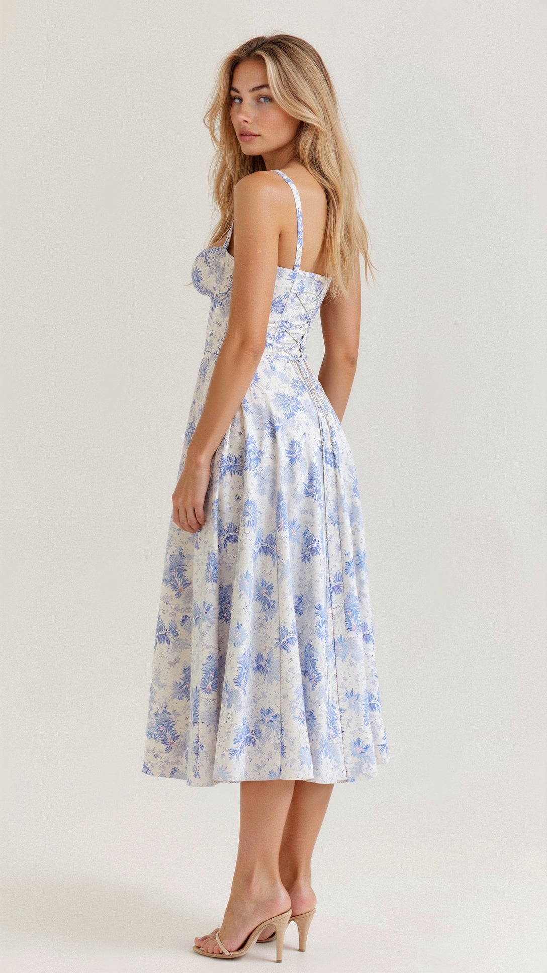 Women's fitted midi dress with defined waist