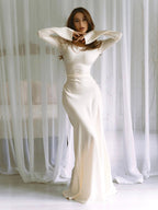 Women's flared sleeve maxi wedding guest dress