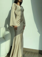 Women's flared sleeve maxi wedding guest dress
