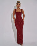 Women's floor-length dress with all-over embellished detailing