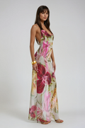 Women's floral cowl neck maxi summer dress