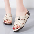 Women's floral slip-on summer sandals with cut-out strap detail