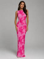 Women's floral embroidered maxi wedding guest dress