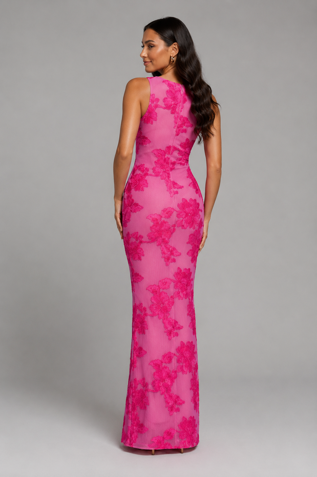 Women's floral embroidered maxi wedding guest dress