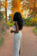 Women's floral lace maxi wedding guest dress