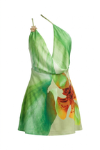Women's floral print asymmetric mini cocktail dress
