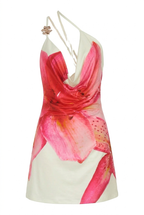 Women's floral print asymmetric mini cocktail dress