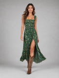 Women's floral maxi summer dress with side slit