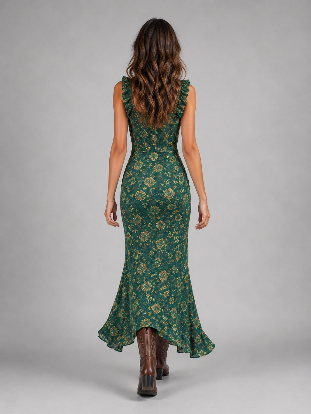 Women's floral maxi summer dress with side slit
