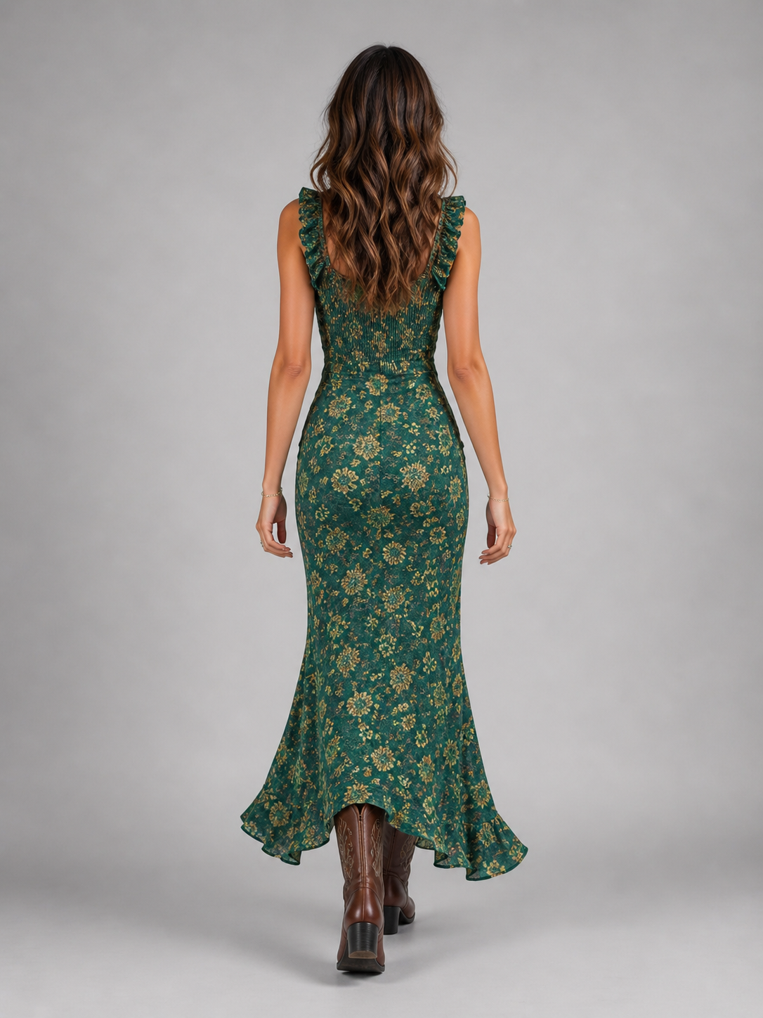 Women's floral maxi summer dress with side slit
