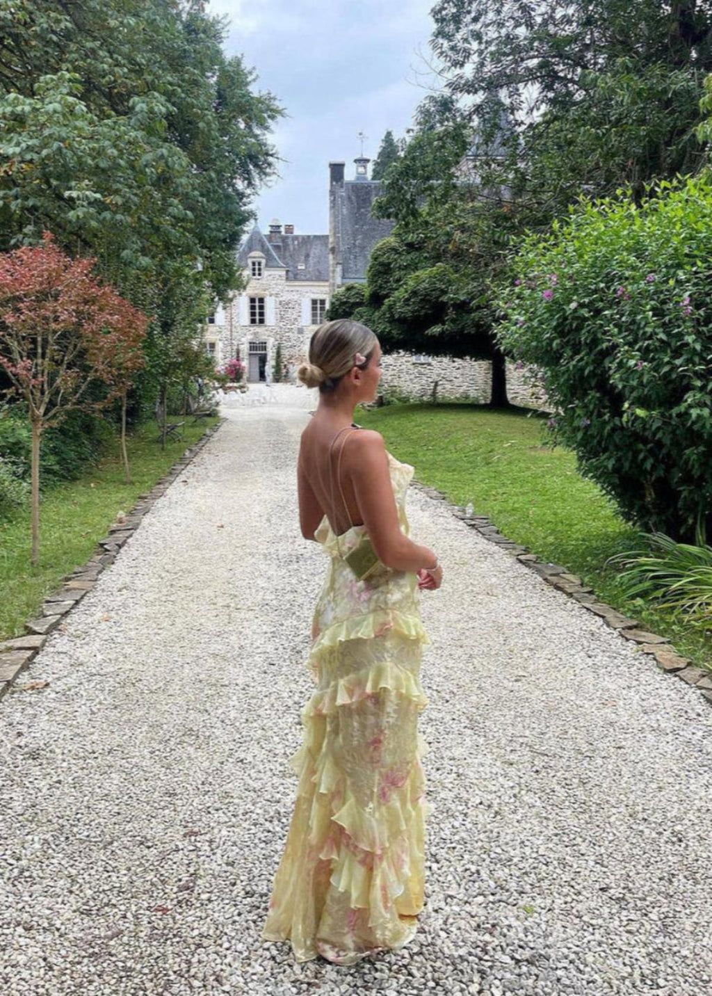 Women's floral tiered maxi wedding guest dress