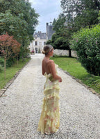 Women's floral tiered maxi wedding guest dress