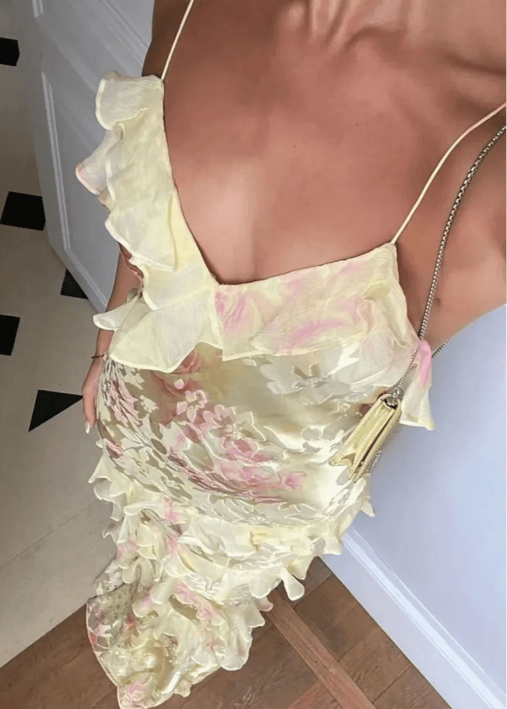 Women's floral tiered maxi wedding guest dress