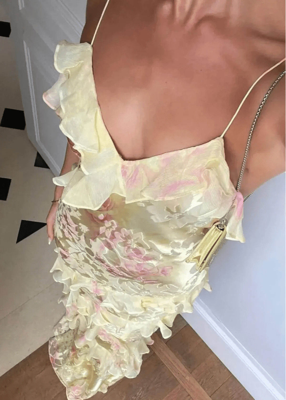 Women's floral tiered maxi wedding guest dress