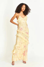 Women's floral tiered maxi wedding guest dress
