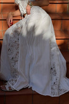 Women's flowy lace panel maxi skirt with low waist