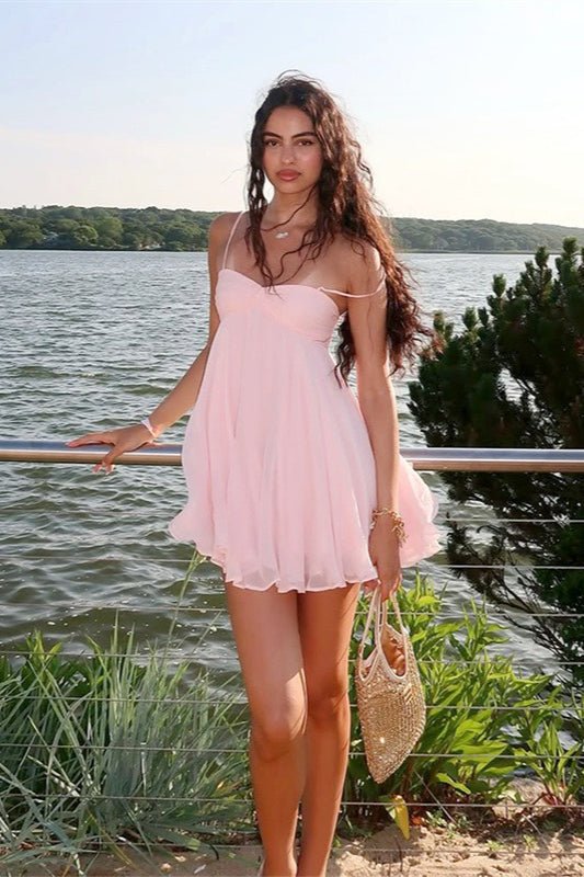Women's flowy sweetheart mini summer dress