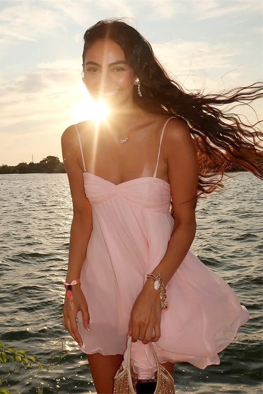 Women's flowy sweetheart mini summer dress