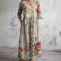 Women's flowy V-neck floral maxi summer dress
