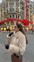 Women's fluffy faux fur cropped bomber jacket